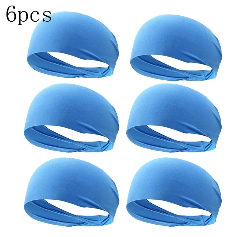 1/8PC Sweatband For Men Women Elastic Sport Hairbands Head Band Yoga Headbands Headwear Headwrap Sports Workout Hair Accessories Oasis Select blue-6pcs