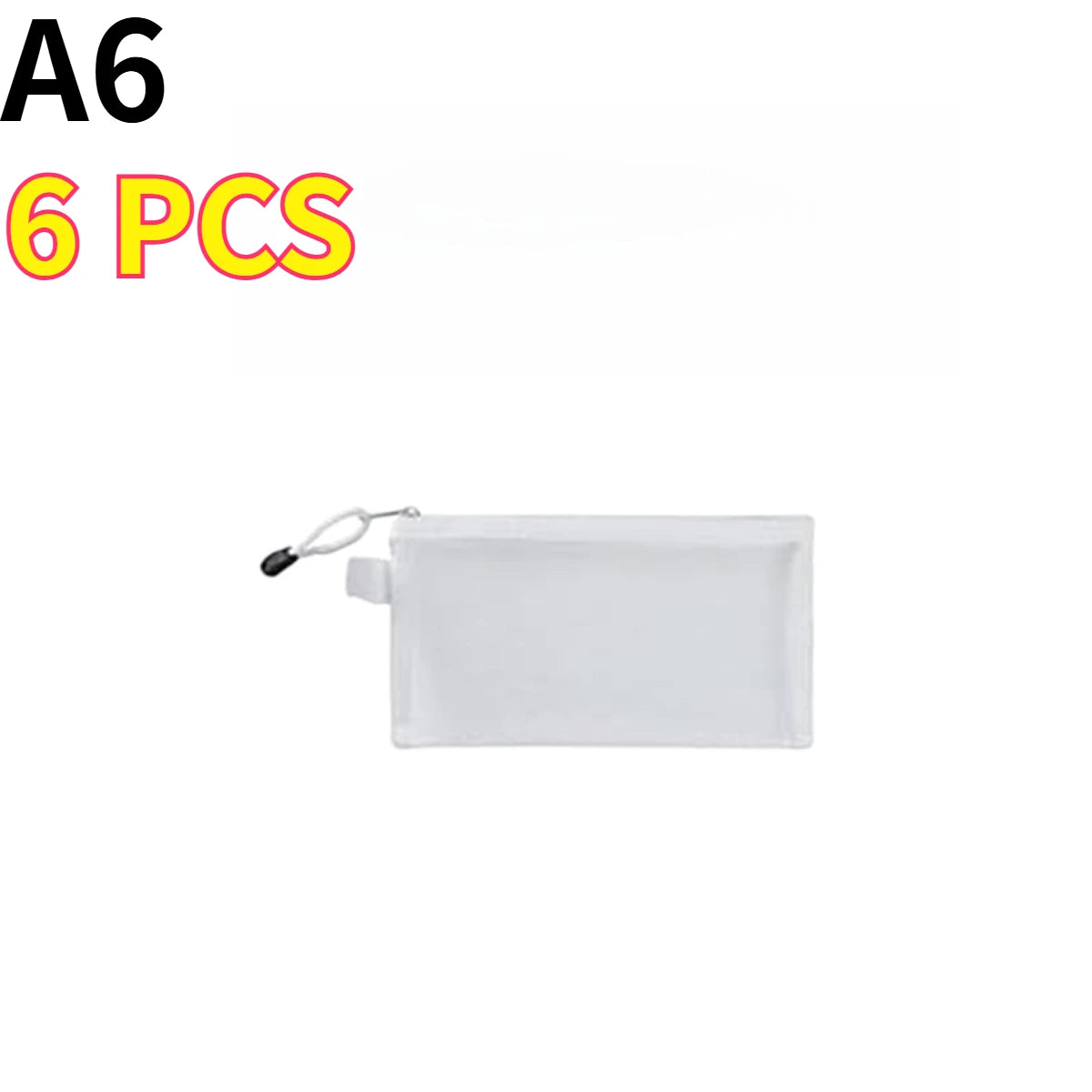 2/6/12PCS Clear Mesh Zipper Pouch Nylon Travel Toiletry Bag Makeup Organizer Stationery Pouch Portable Compact Oasis Select A6 6pcs