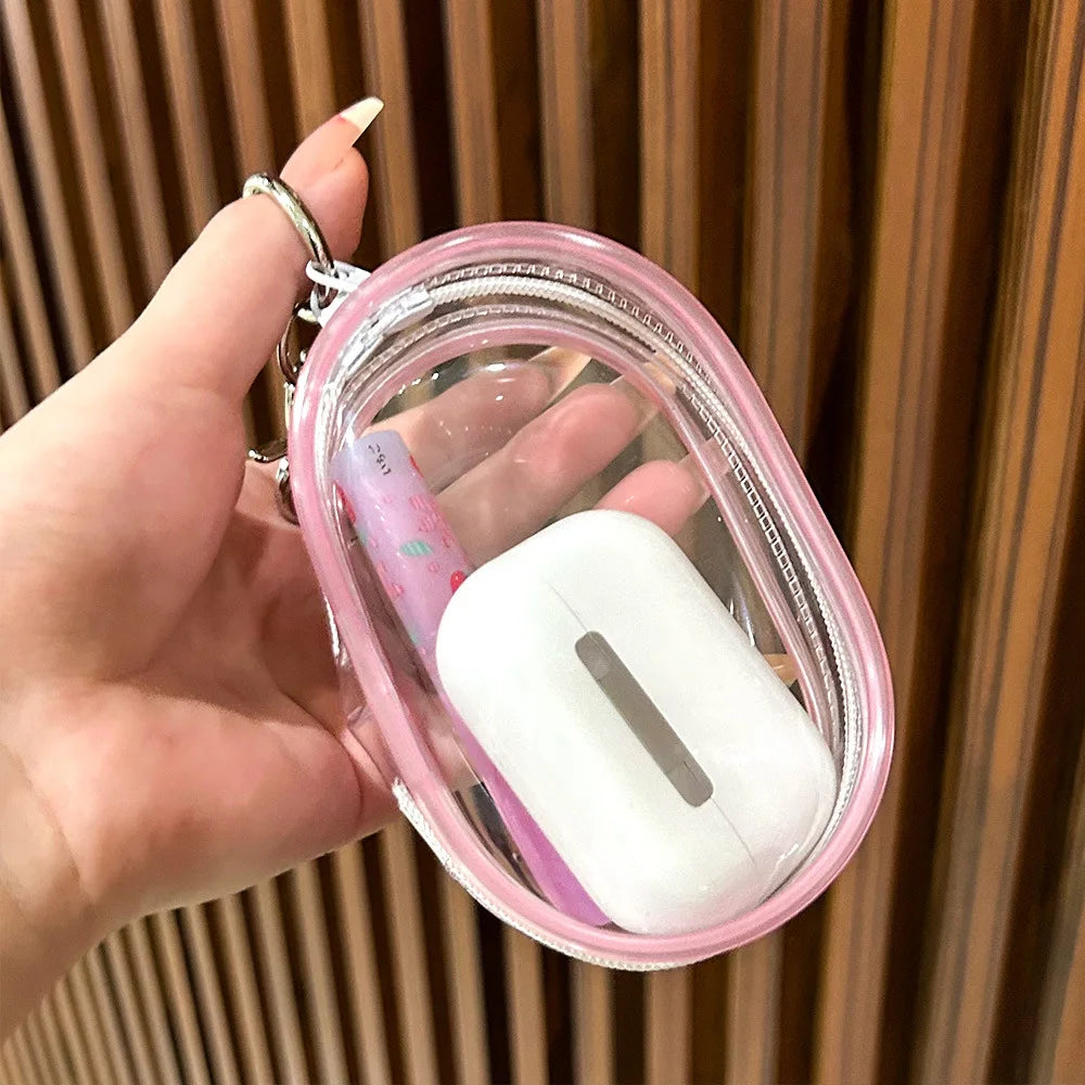 Portable Mini Clear Zipper Storage Bag Keychain Cartoon Doll Children Toy Mystery Box Organizer For Earphones Chargers Gift Bag Oasis Select