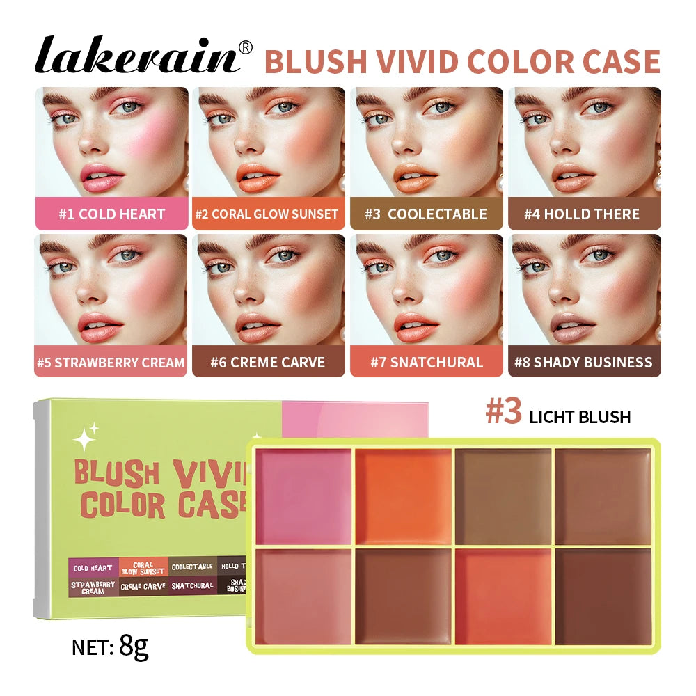 8Colors Cream Highlighter Palett Face Brighten Highlighter Blush&Contouring Shimmer Concealer Cream Makeup Tool Cosmetics Oasis Select blush palette A