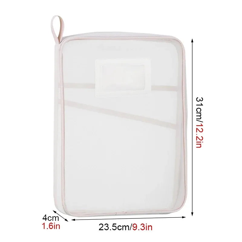 A4 Stationery Storage Bag Double-layer Mesh Zipper Bag Large Capacity Organizer Folders School Office Supplies Stationary Bag Oasis Select