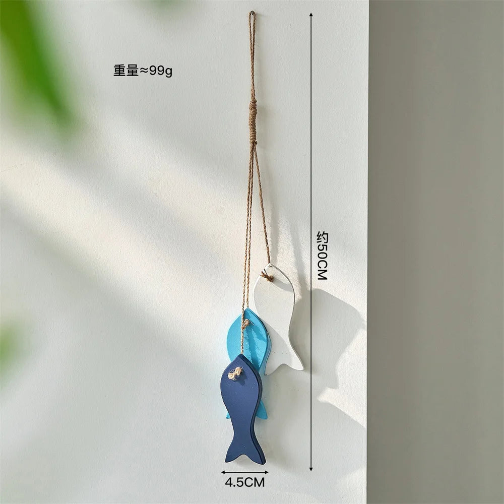 Wooden Fish Wall Hanging Ornaments, Nautical Beach Theme Home Decoration Sculpture for Bathroom Bedroom Lake House Decor Oasis Select C