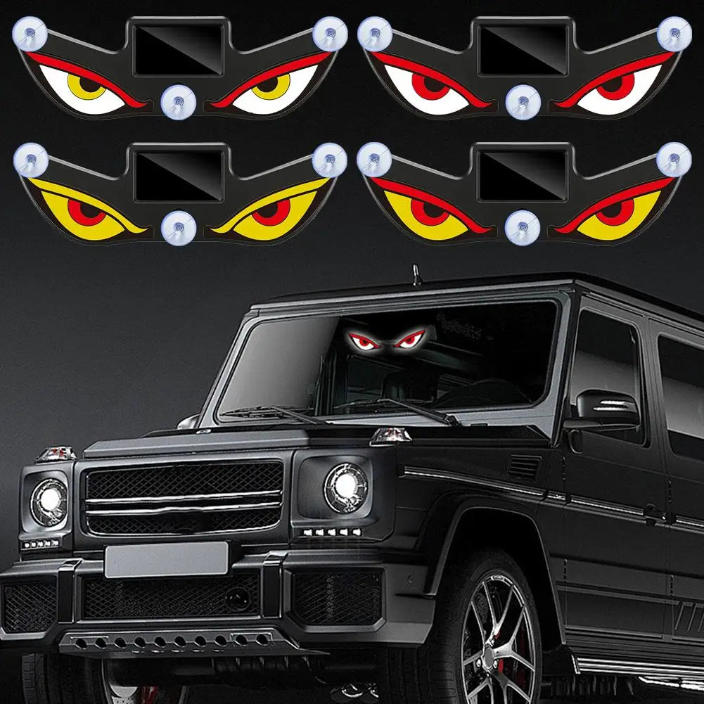 Solar Devil Eye LED Car Light – Waterproof Windshield Sticker