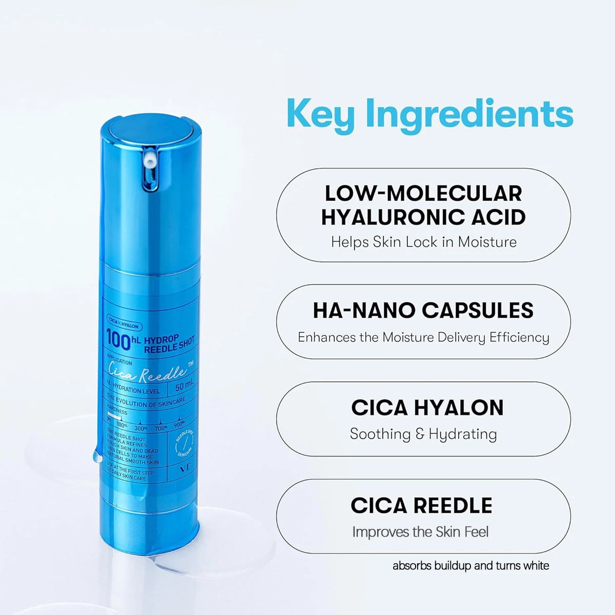 VT COSMETICS Hydrop Reedle Shot 100hL Translucent Hydrating Pore Oasis Select