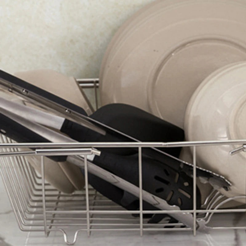 Expandable Dish Drying Rack Over The Sink,Kitchen Stainless Steel Dish Drainer In Sink Or On Counter Oasis Select