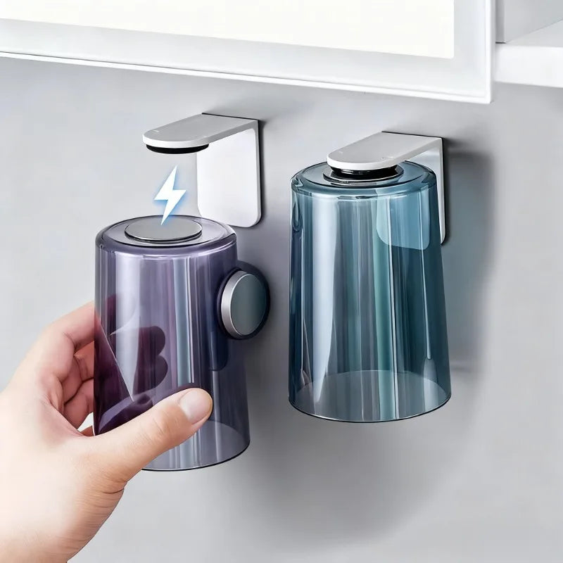Magnetic Back Flip Cup, Transparent and Simple Household Toiletry Cup, Wall-Mounted Toothbrush Cup, Toothbrush Holder Shelf Oasis Select
