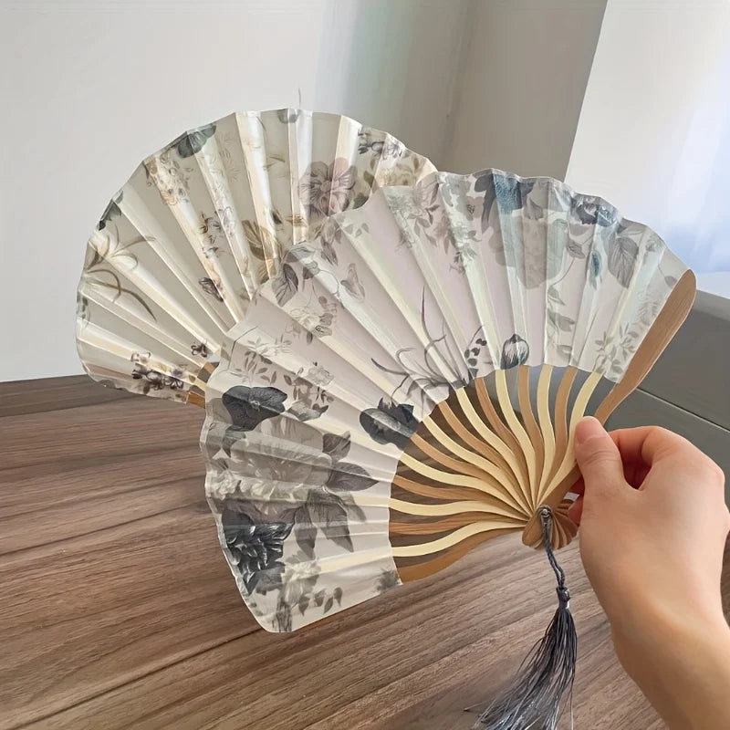 Elegant Folding Hand Fan with Floral Design, Breathable Mesh, Randomly Placed Flower Patterns, Dance Accessories, Fan Decor Oasis Select