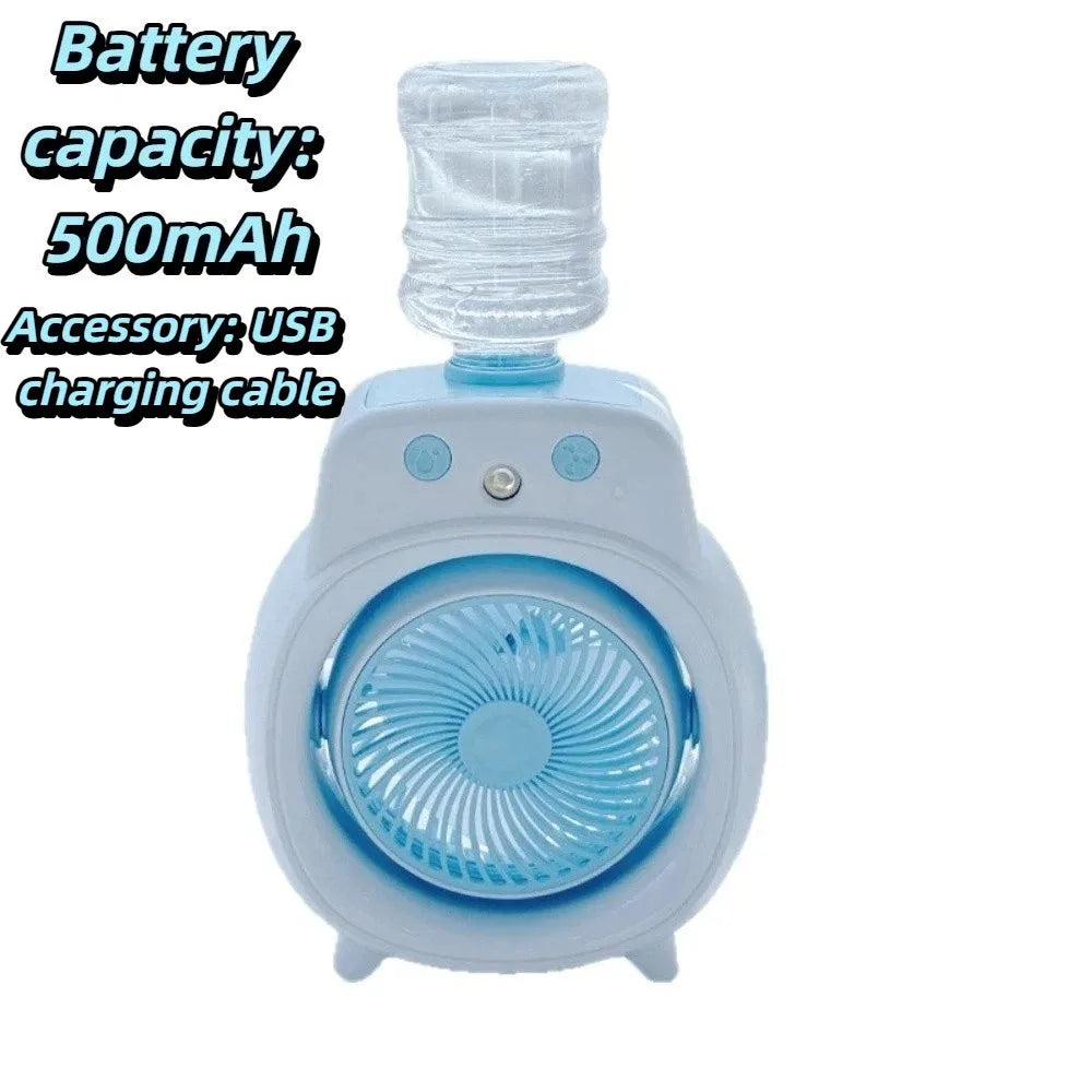 Fine Gentle Mist Portable Desktop Cooling Spray Fan Even Comfortable Wind Wide Angle Air Supply Quiet Humidifying Fan for 500mAh Oasis Select Blue