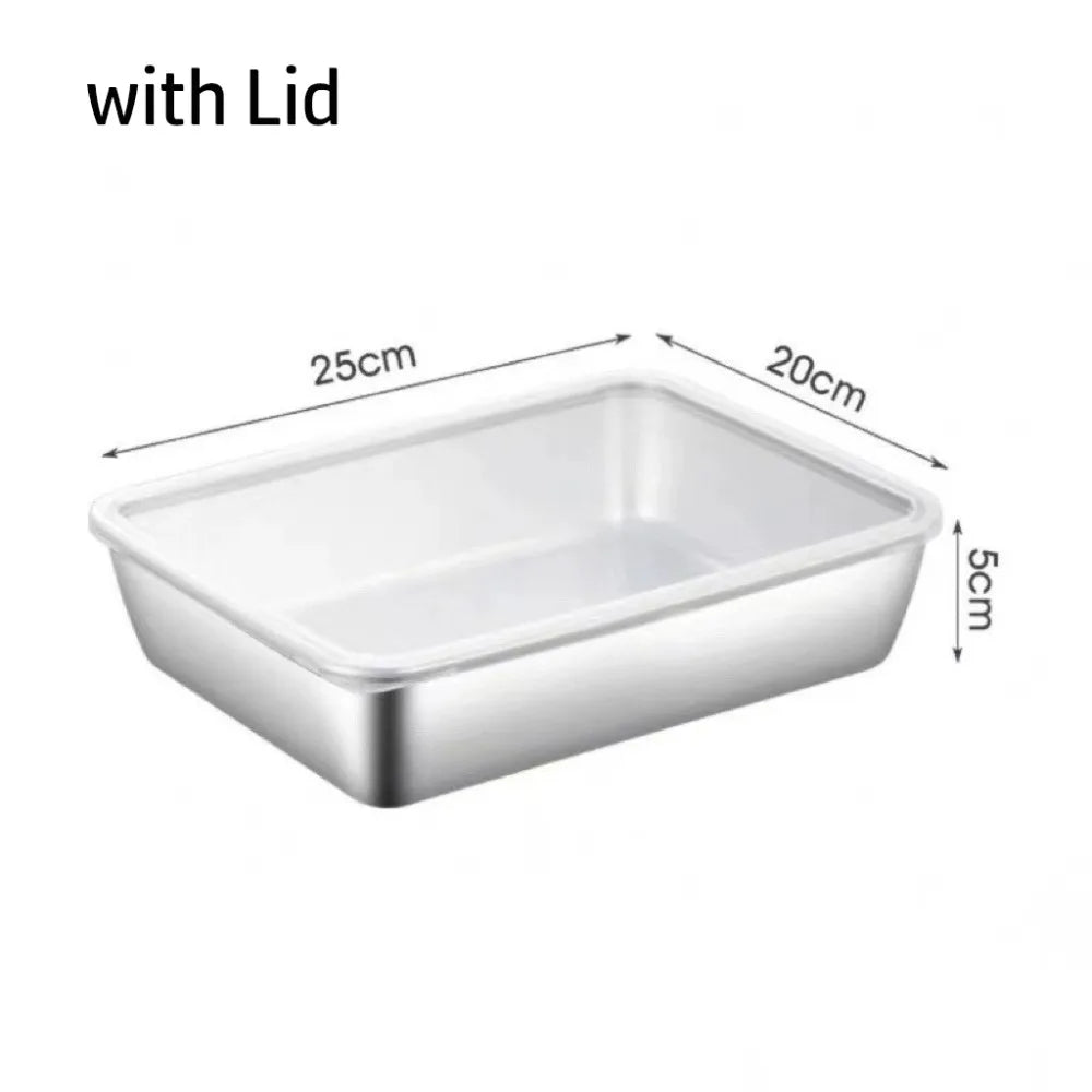 Stainless Steel Square Plate with Lid | Food Storage & Baking