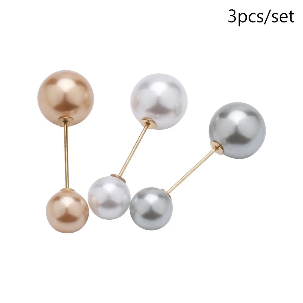 3/6/8PCS Double Head Pin Pearl Brooch Adjustable Collar Clip DIY Sewing Waist Fastening Pins Non-Slip Multi-Purpose Oasis Select Style 8