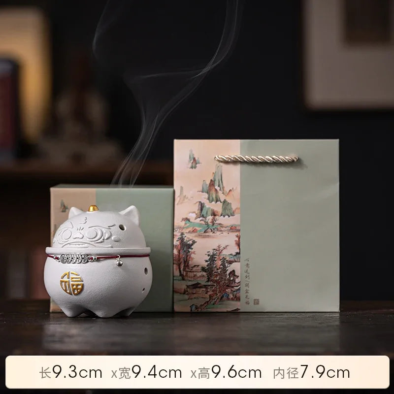 Zhaocai Xinglion line incense burner Household indoor incense burner ceramic incense burner Oasis Select White