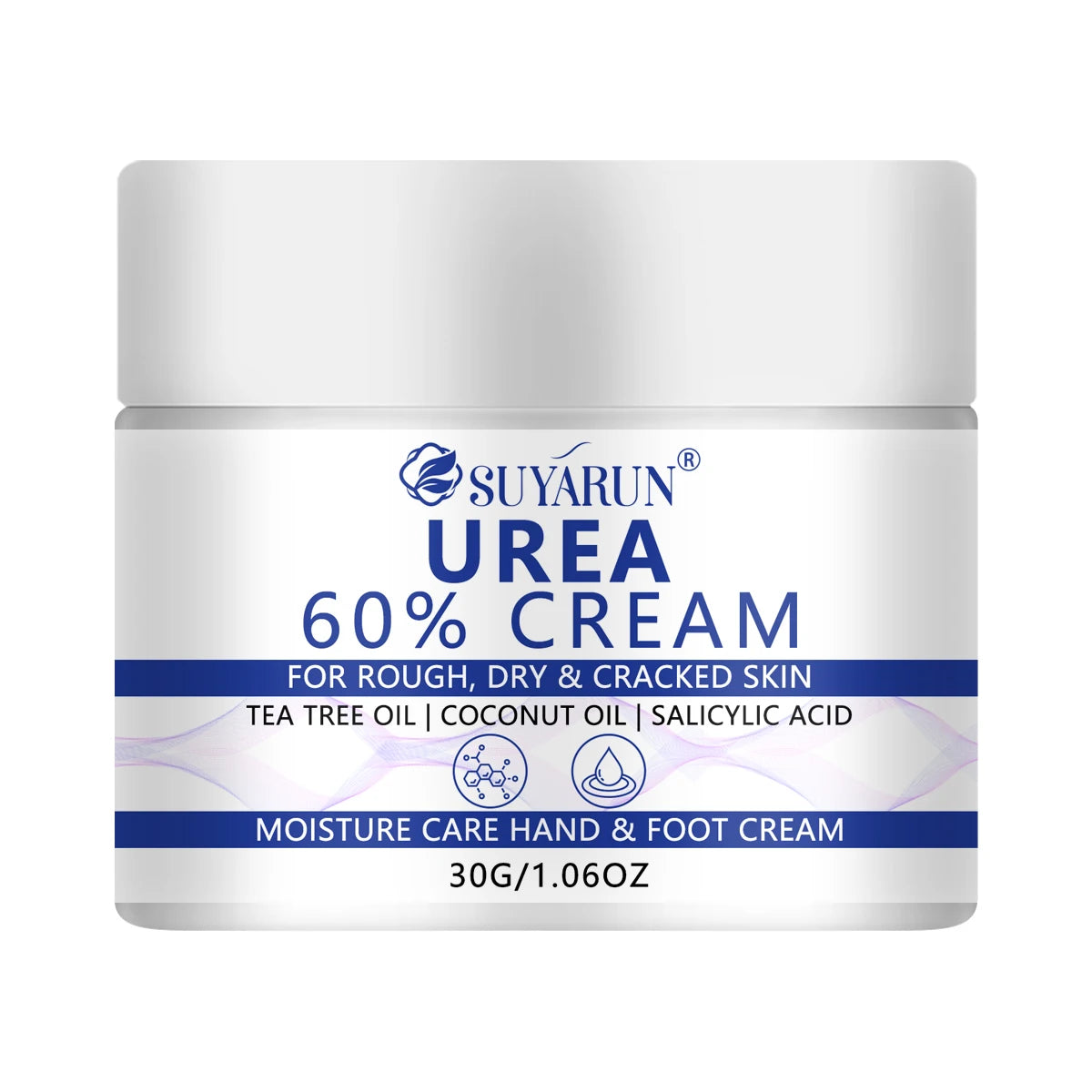 SUYARUN 60% Urea Foot Cream for Cracked Heels & Dry Skin - Intensive Moisturizing Treatment, Callus Remover, Diabetic Foot Care. Oasis Select 30g