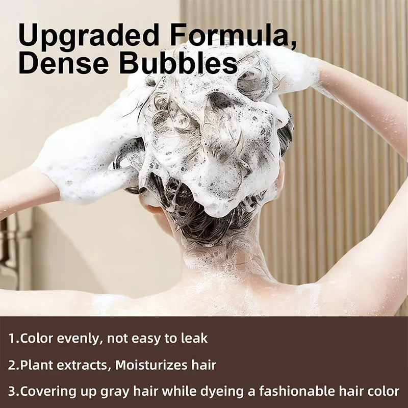 YUITIKUE Brown Hair Dye Shampoo – 4-in-1 Gray Coverage 100ml