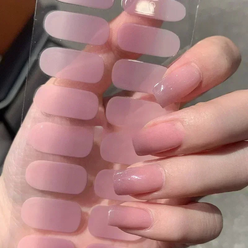 2025 Semi-cured Gel Nail Stickers Solid Color Nail Semi-baked Tips Full UV Nail Need Decals Paste Lamp N0R7 Oasis Select
