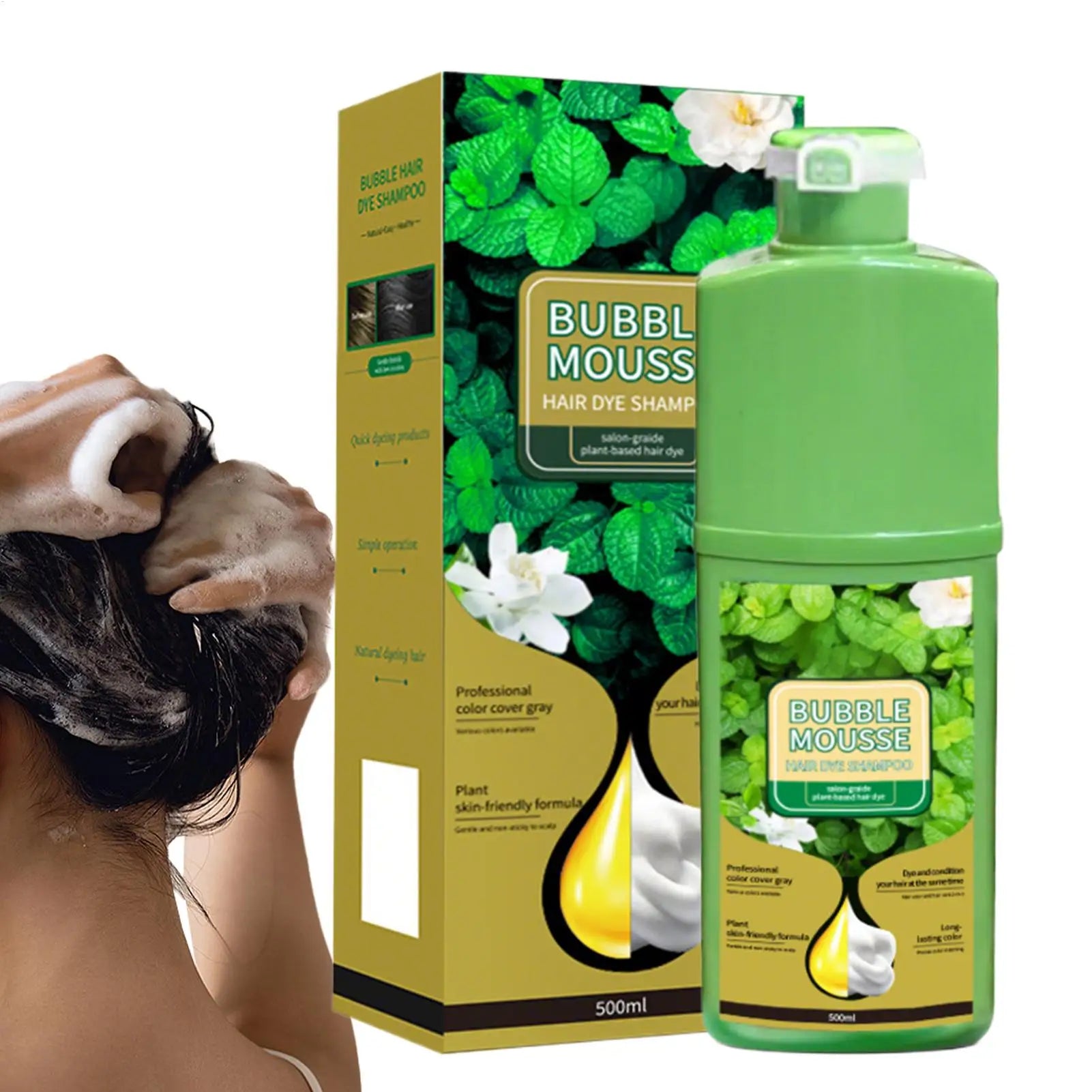 Natural Plant Herbal Hair Dye Shampoo 5 Minutes Change Hair Color Non-irritating Repairs Gray White Hair Care Products Women Men Oasis Select