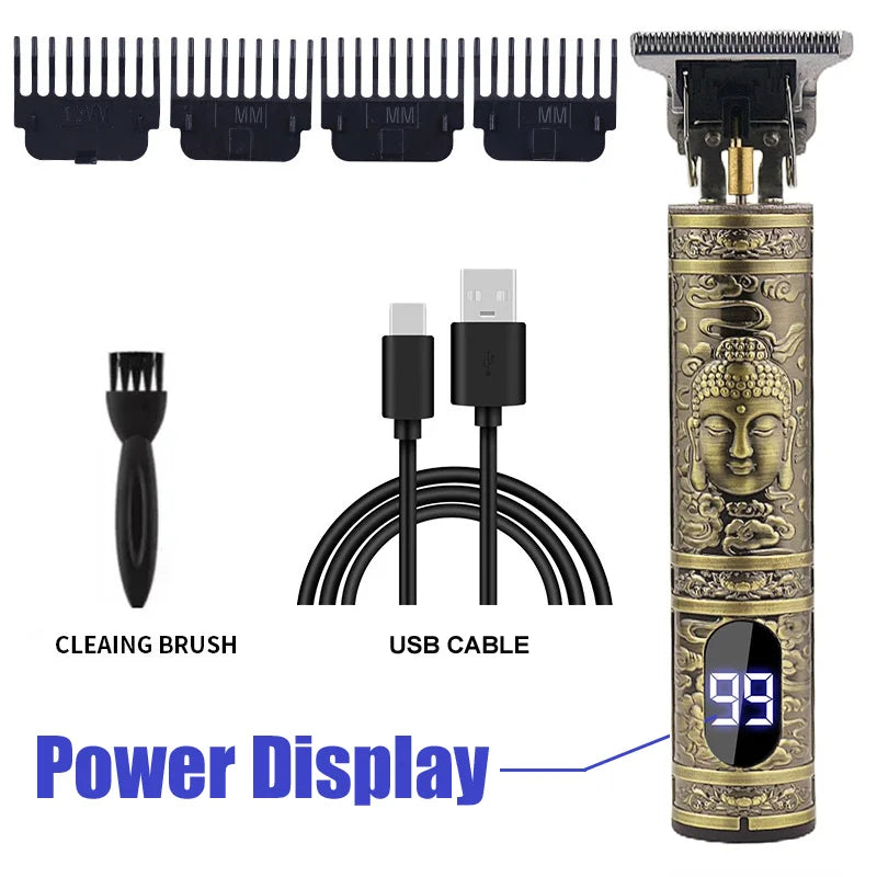Vintage Cordless Hair Clippers For Men Electric Beard Trimmer Shaver Zero Gapped Hair Clippers Cutting Grooming Kit/Accessories Oasis Select 067-Buddha