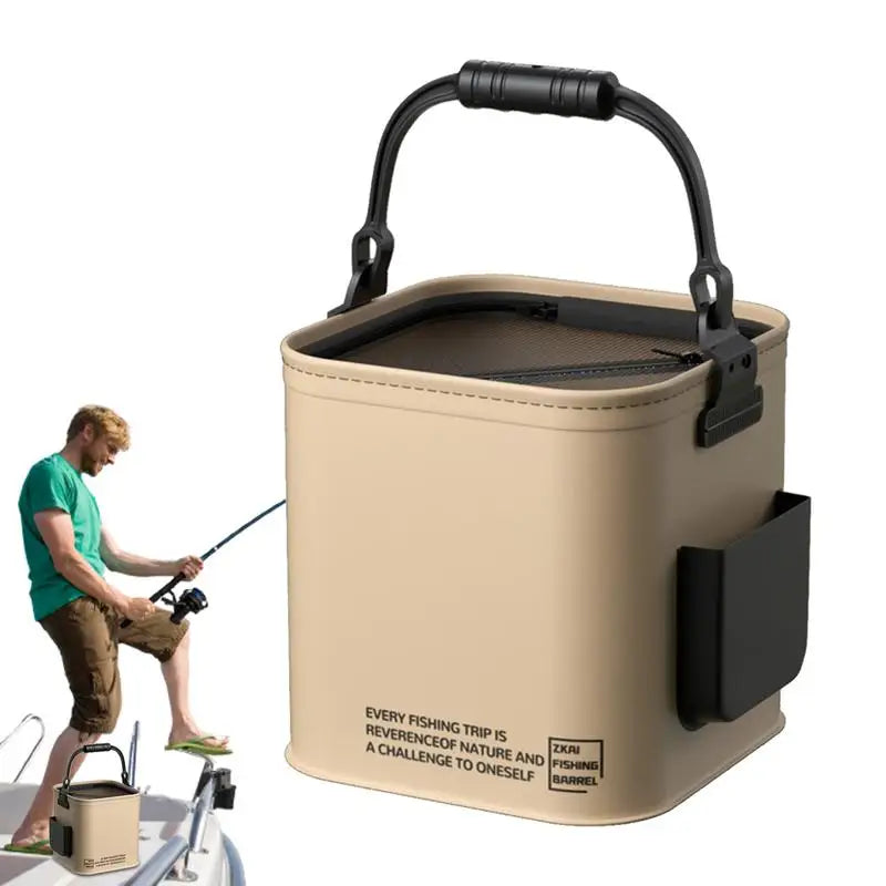 Fishing Bucket Foldable Fish Bait Bucket Multifunctional Waterproof Water Bucket Portable for Hiking Camping BBQ Beach Fishing Oasis Select