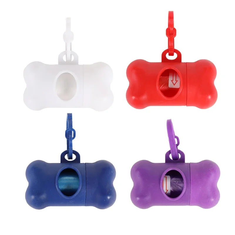 1 2 3 4 Bone Shaped Pet Garbage Bag Dispenser Dogs Carrying Cleaning