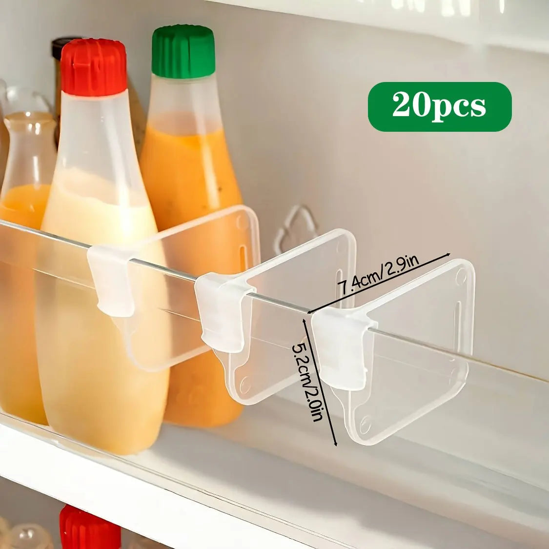 5 10 15 20PCS Sturdy Clear Refrigerator Organizer Dividers Adjustable Fridge Storage Kitchen Cabinets Space Saving Compartments Oasis Select 20pcs