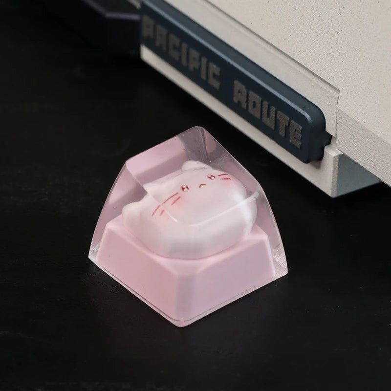 New Translucent Cute Cartoon Cat Keycap Cross Axis Mechanical Keyboard Keycap Keyboard Decoration Keycap Keyboard Accessories Oasis Select
