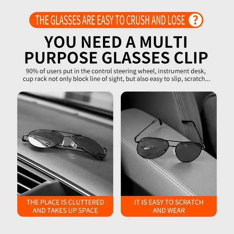 Car Sunglass Holder Stick-On PU Leather Organizer Storage Bag