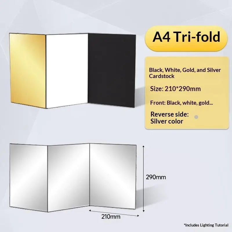 3-in-1 Foldable Photography Reflector Board Durable Paperboard Light Diffuser for Home Studio Product Shooting Oasis Select A7 No plug
