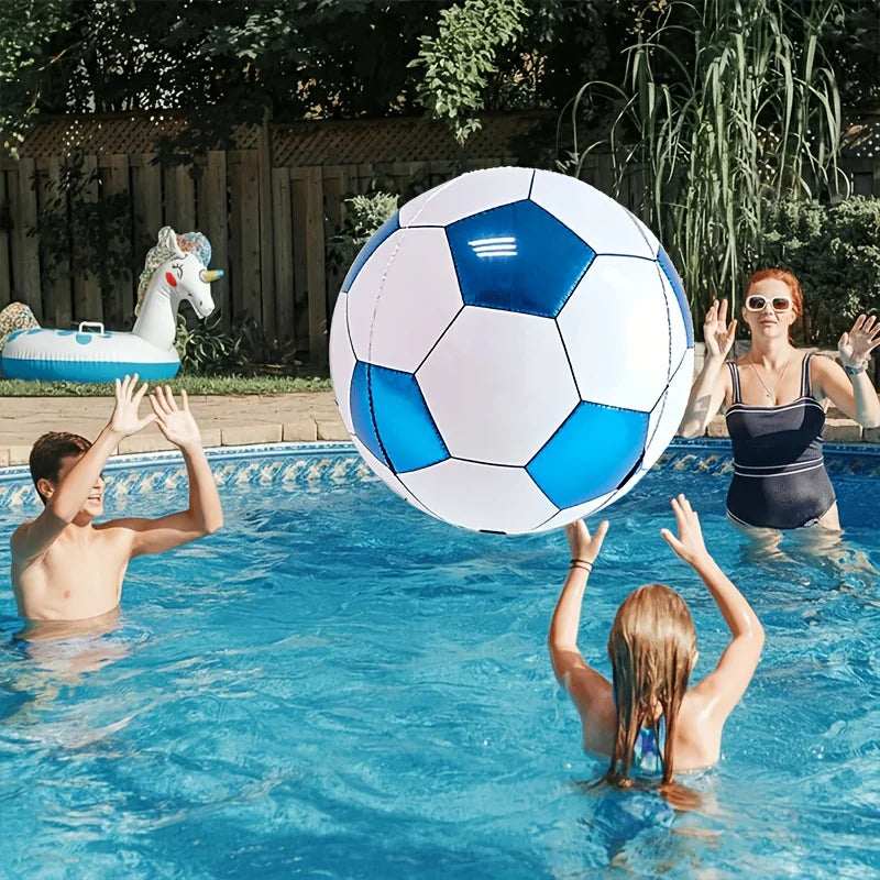 1pc Large 4D Blue Soccer Foil Balloon, Giant Round Film Balloon for Birthday Gender Reveal Party, Beach Soccer Decorations Pool Oasis Select