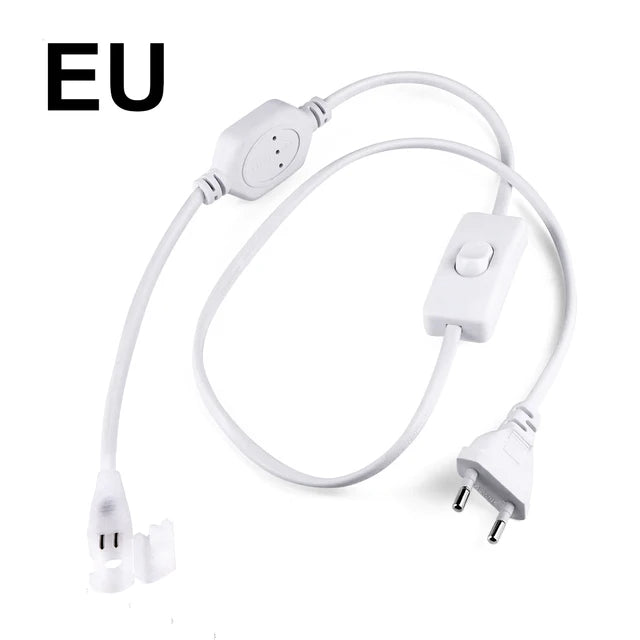 Power Plug with ON/OFF Switch For 220V 110V COB LED Strip Light,Free Soldering EU/US Power Plug Cable LED Light Accessory Oasis Select EU Power Plug 220V