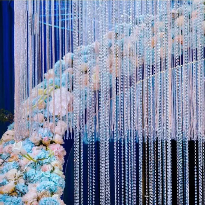 Long Octagon Beads with Silver Rings Hooks Crystal Chandelier Chain Garland for Transparent Crystal Beaded Curtain Oasis Select
