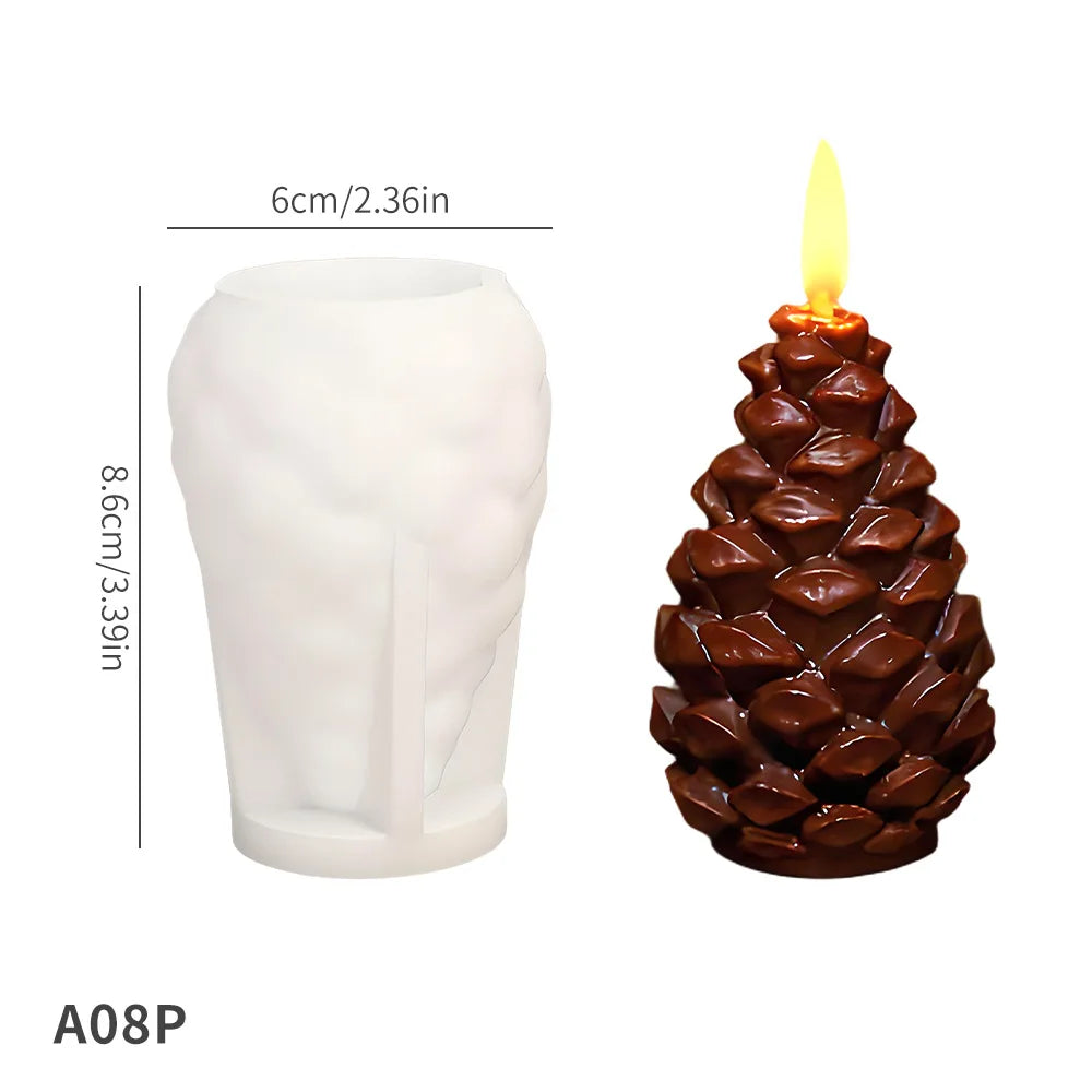 3D Pine Cone Silicone Candle Mold DIY Christmas Pinecone Aromatherapy Plaster Candle Making Mold Acorn Cone Handmade Home Decor Oasis Select Pine Cone 2