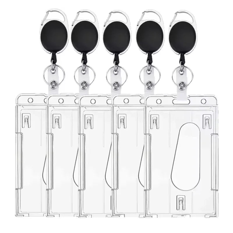 1/5Pcs Badge Reel Clip Credit Card Cover Bus Card Cover Case Retractable Badge Holder Badge Clip Heavy Duty ID Holder Oasis Select 5 Sets