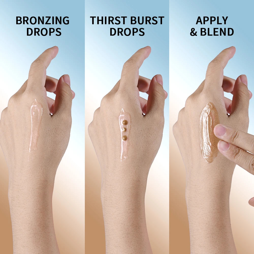 Bronze& Brighten Drops Duo Kit Glow Serums Nourish Brighten Hydrate Travel-Size Burst & Bronzing Skincare Set Use for Face Body Oasis Select