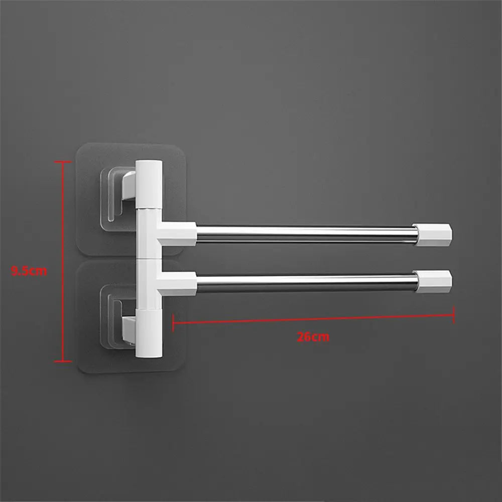 1Pc Silver Aluminum Swing Arms Towel Rack Save Space 2-8-Bar Towel Hanger Wall Mounted Bracket Hanging Holder Bathroom Tool Oasis Select 2 Bar
