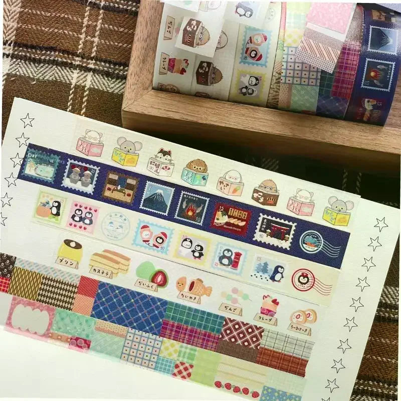 Japanese Style Cartoon Washi Tape Sticke INS Aesthetic Paper Tape DIY Handbook Scrapbooking Planner Aesthetic Masking Tape Oasis Select