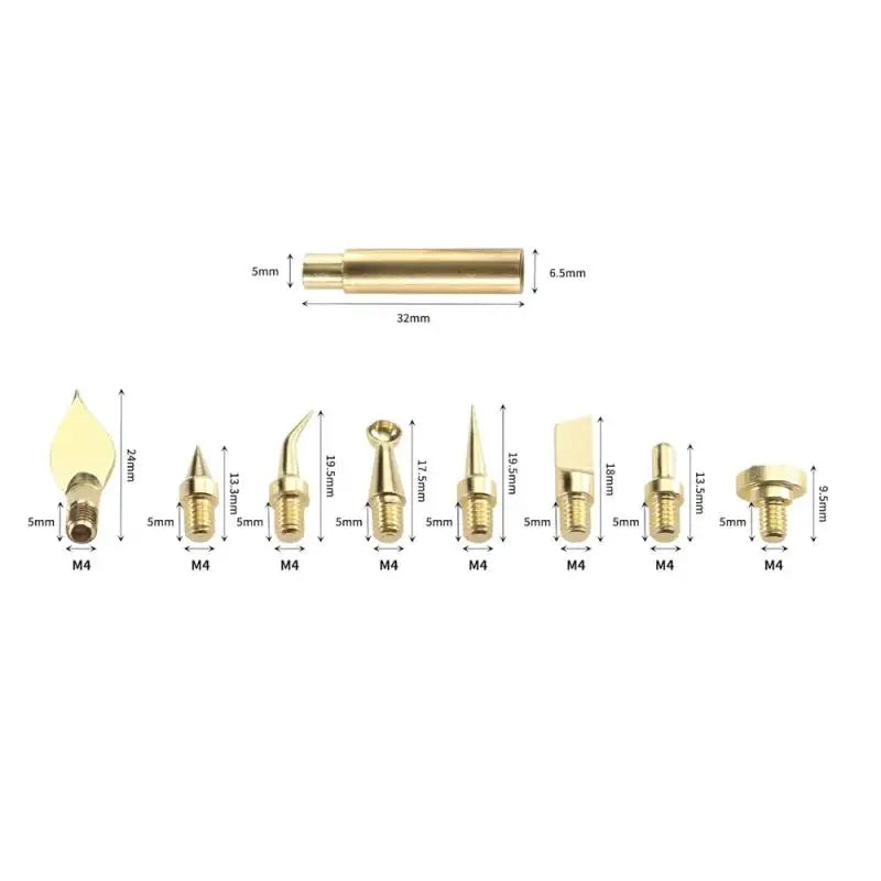 7/9/10Pcs Heat Insert Nut Iron Tip M2 M3 M4 M5 M6 M8 Brass Thread Embedded Kit Tool For Plastic 3D Printer Soldering Iron Oasis Select 9pcs