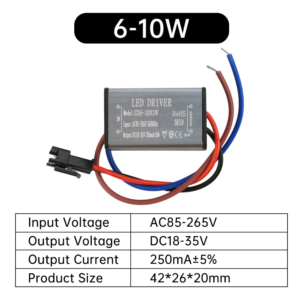 LED Driver Ballast AC85-265V 1-24W 250MA Adapter Transformer Lighting Transformers For Outdoor Waterproof Wall Lamp Floodlight Oasis Select 6-10W