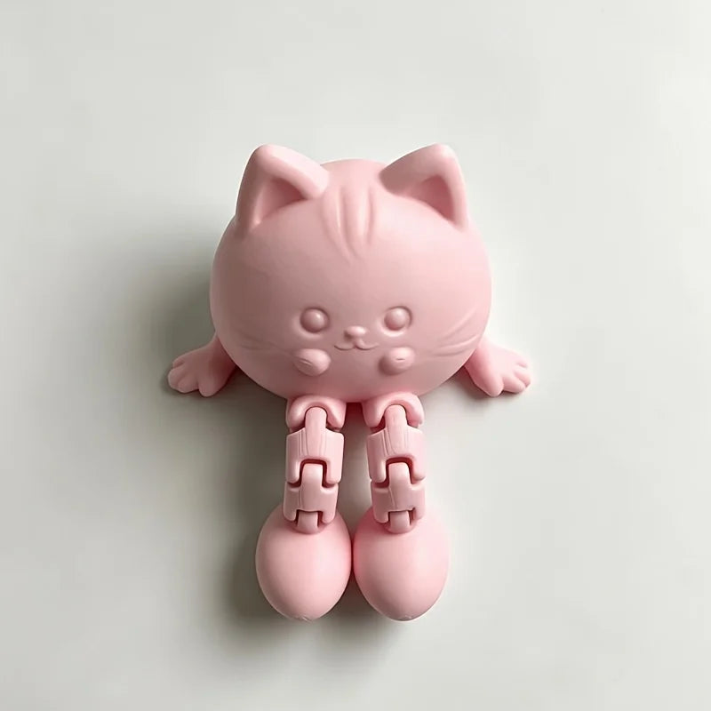 Cute Articulated Joint Cat Figurine Monitor Topper 3D Printing Kitten Desktop Ornament Mini Animal Statue Home Office Desk Decor Oasis Select kitten pink