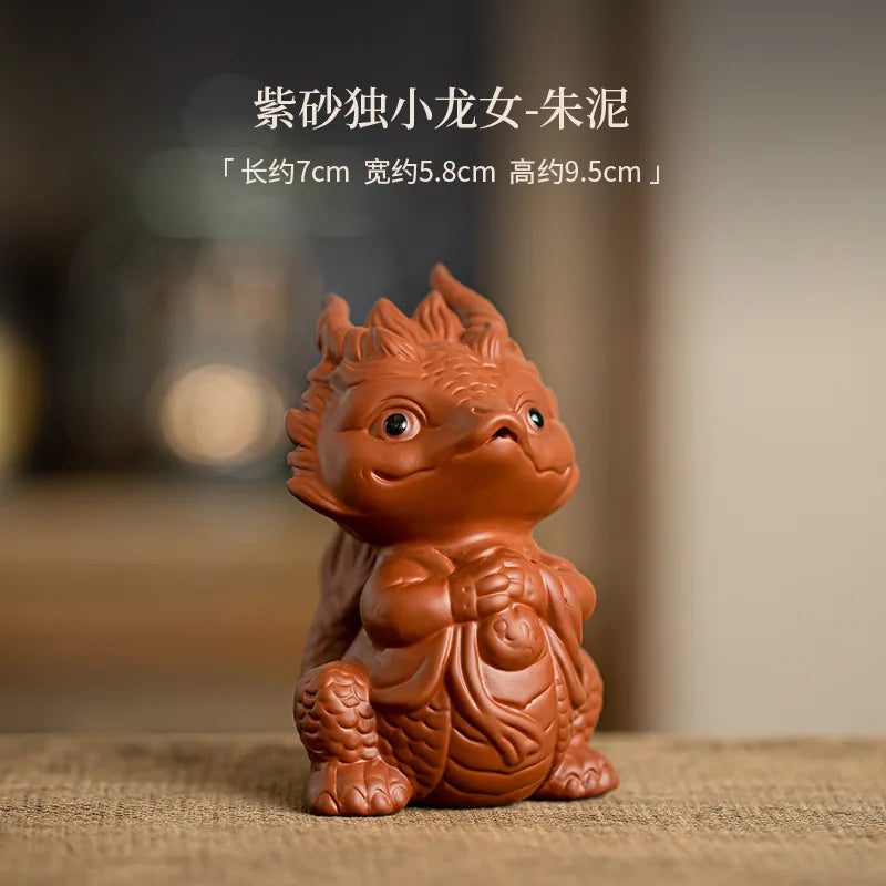 Purple Clay Dragon Tea Pet Ornament Cover Tea Play Tea Table Tea Brewing Play Small Tea Pet Kung Fu Tea Ceremony Accessories Oasis Select Cute Dragon - Zhu Ni