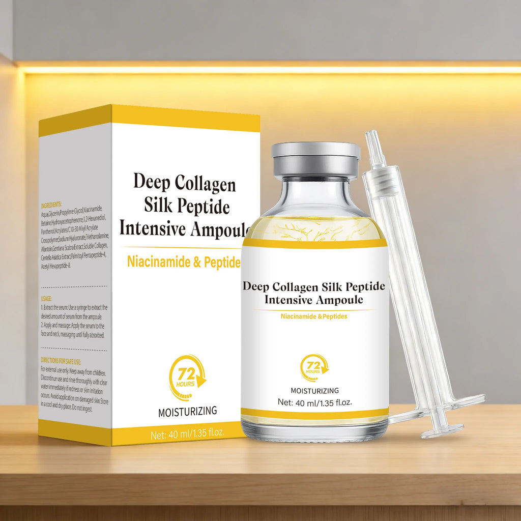 Deep Collagen Silk Peptide Intensive Ampoule Face-Lift Serum with Peptides & Deep Collagen Plumping, Smooth, Korean Skincare Oasis Select