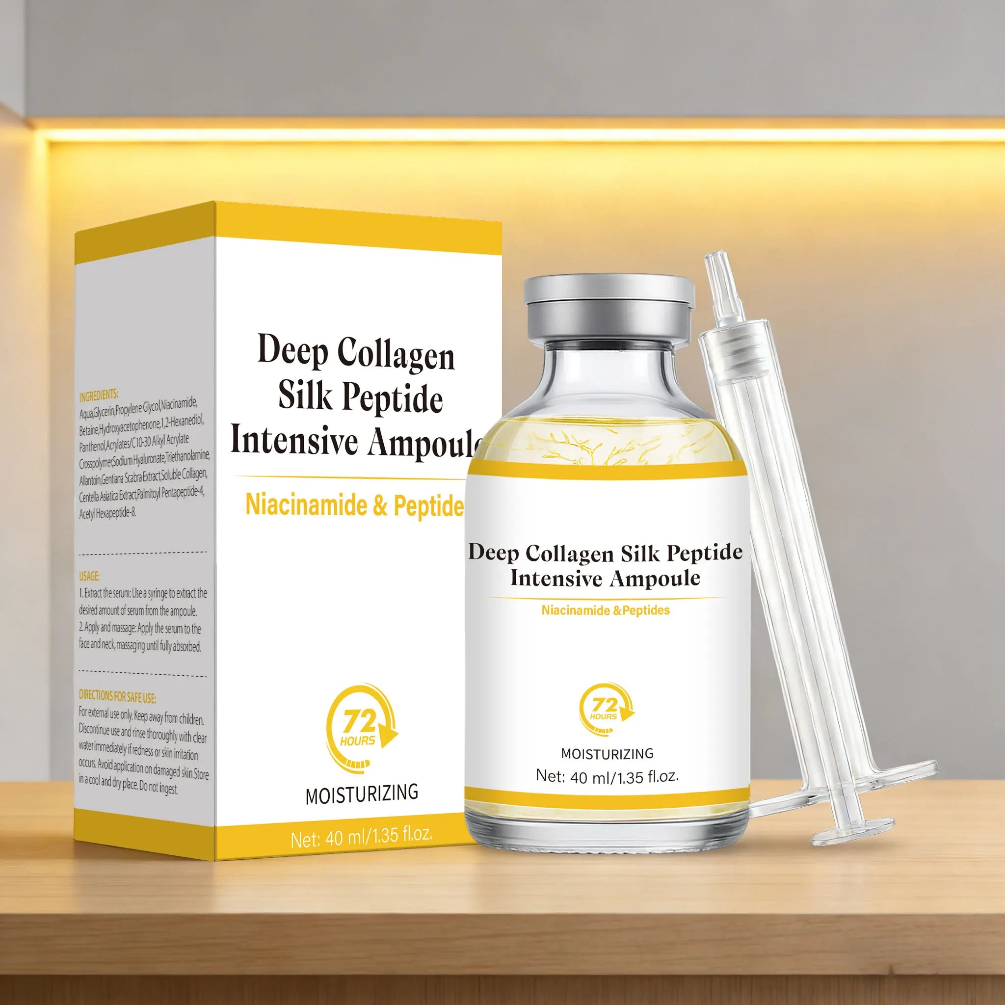 Deep Collagen Silk Peptide Intensive Ampoule Face-Lift Serum with Peptides & Deep Collagen Plumping, Smooth, Korean Skincare Oasis Select