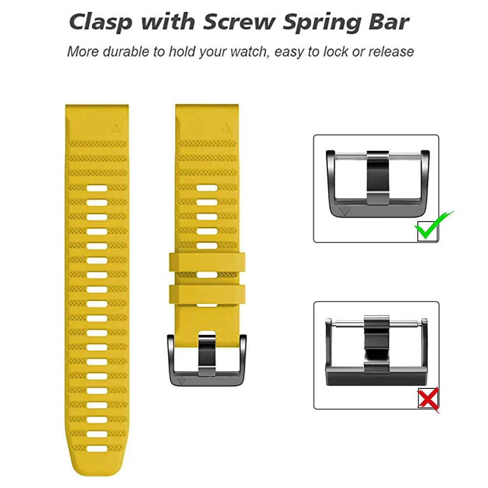 Silicone Quick Fit Band for Garmin Fenix 8/7/6/5 – 22mm & 26mm Silicone Watch Band Oasis Select