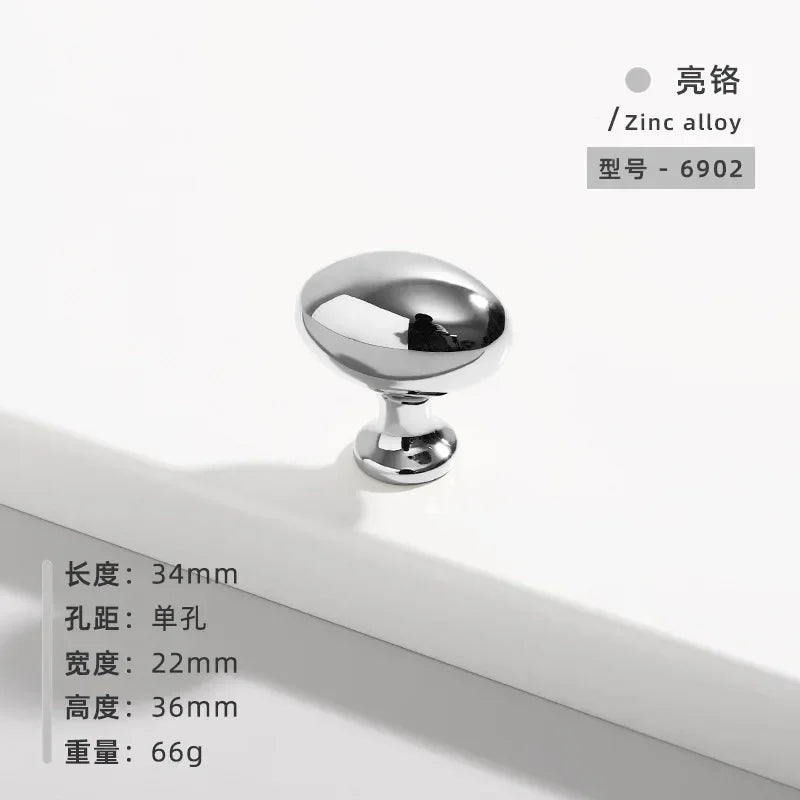 Minimalist Cabinet Door Knobs and Handles Pigeon Egg Oval Drawerknobs Wardrobe Handles for Furniture Oasis Select L-chrome 34MM