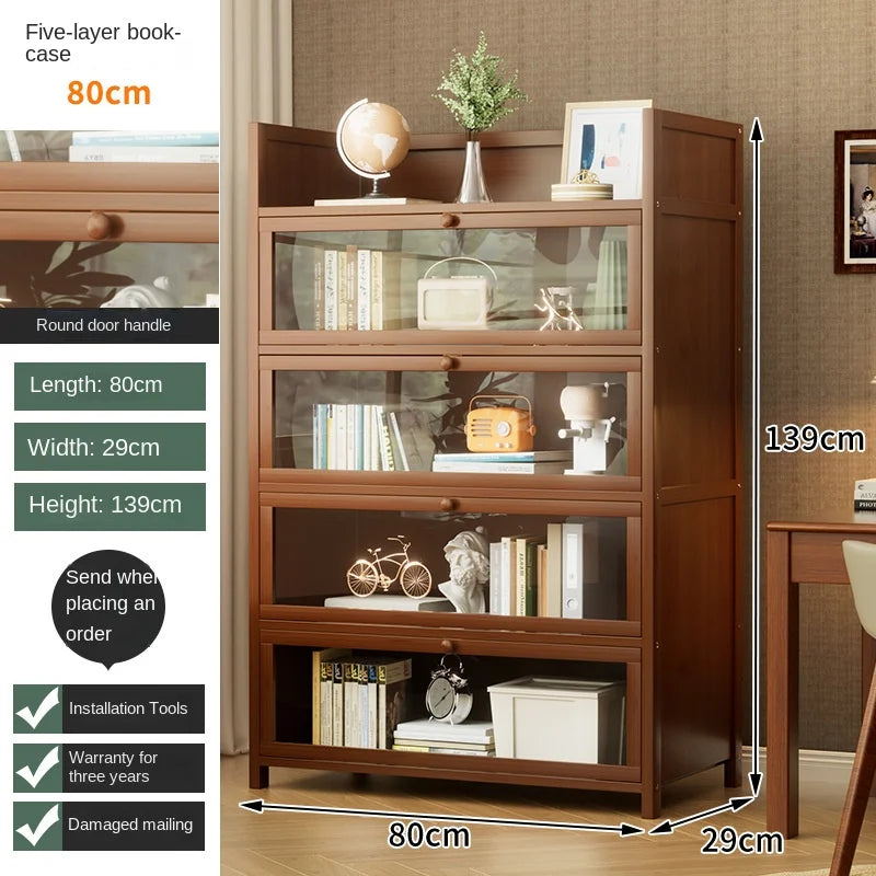 Bookshelf, bookcase, dust-proof floor-standing storage rack, household children and students storage rack with doors Oasis Select Five floors 80