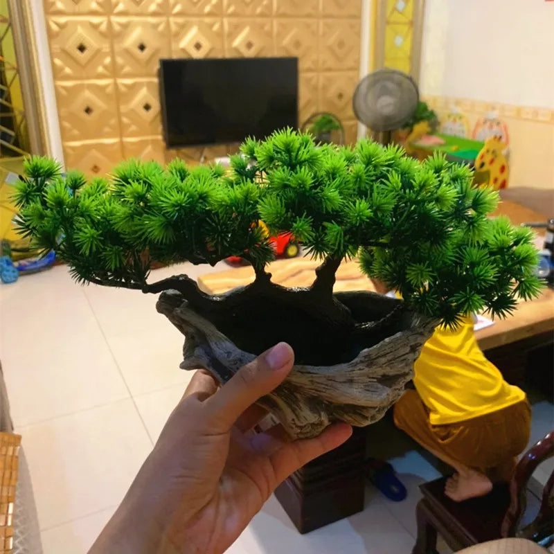 Artificial Pine Bonsai Tree – Faux Desktop Plant Decor