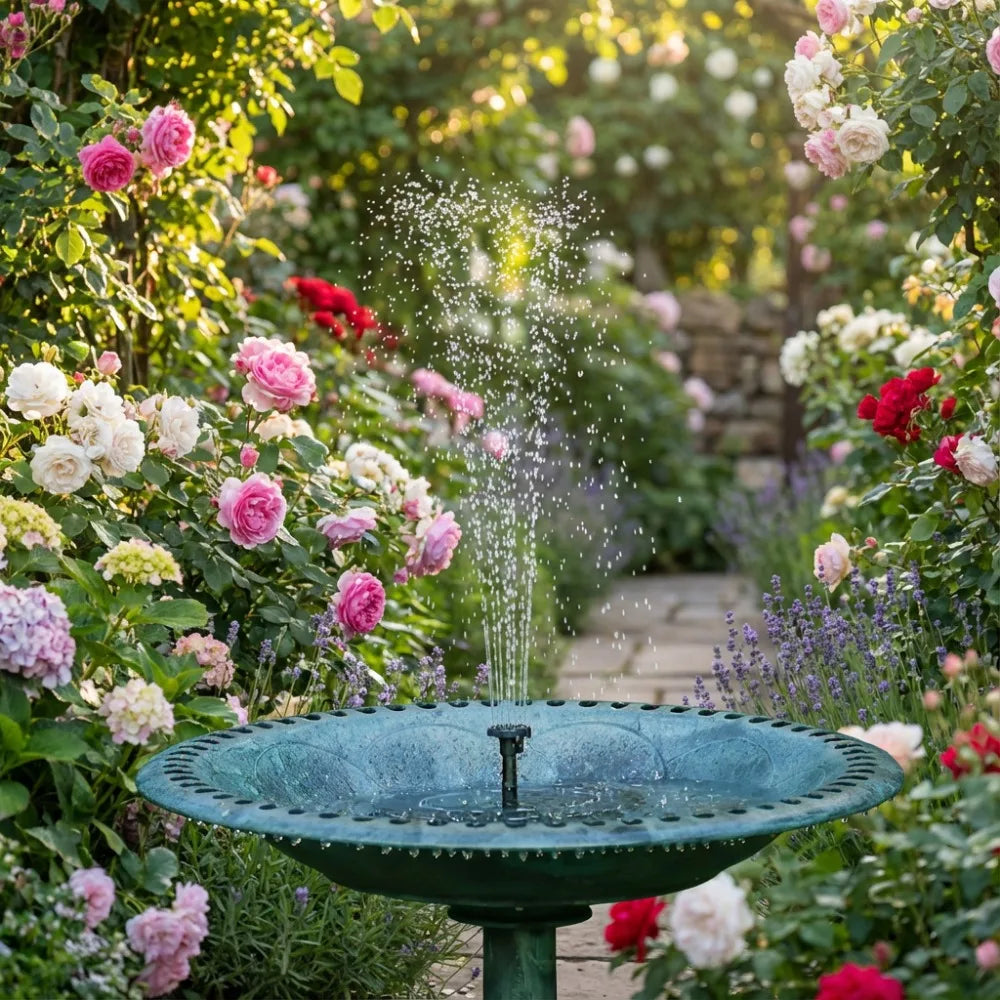 3.5W Solar Bird Bath Water Fountain Pump, with 6 Nozzles DIY Garden Ponds Pool Water Features, Ideal Outdoor Landscape Accessory Oasis Select