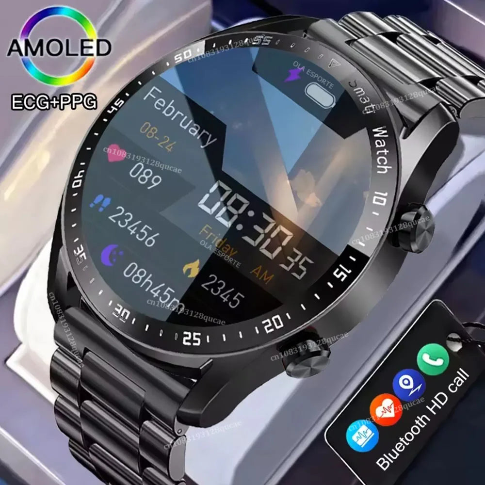 Ola Esporte Men's Bluetooth Smartwatch AMOLED ECG+PPG GPS