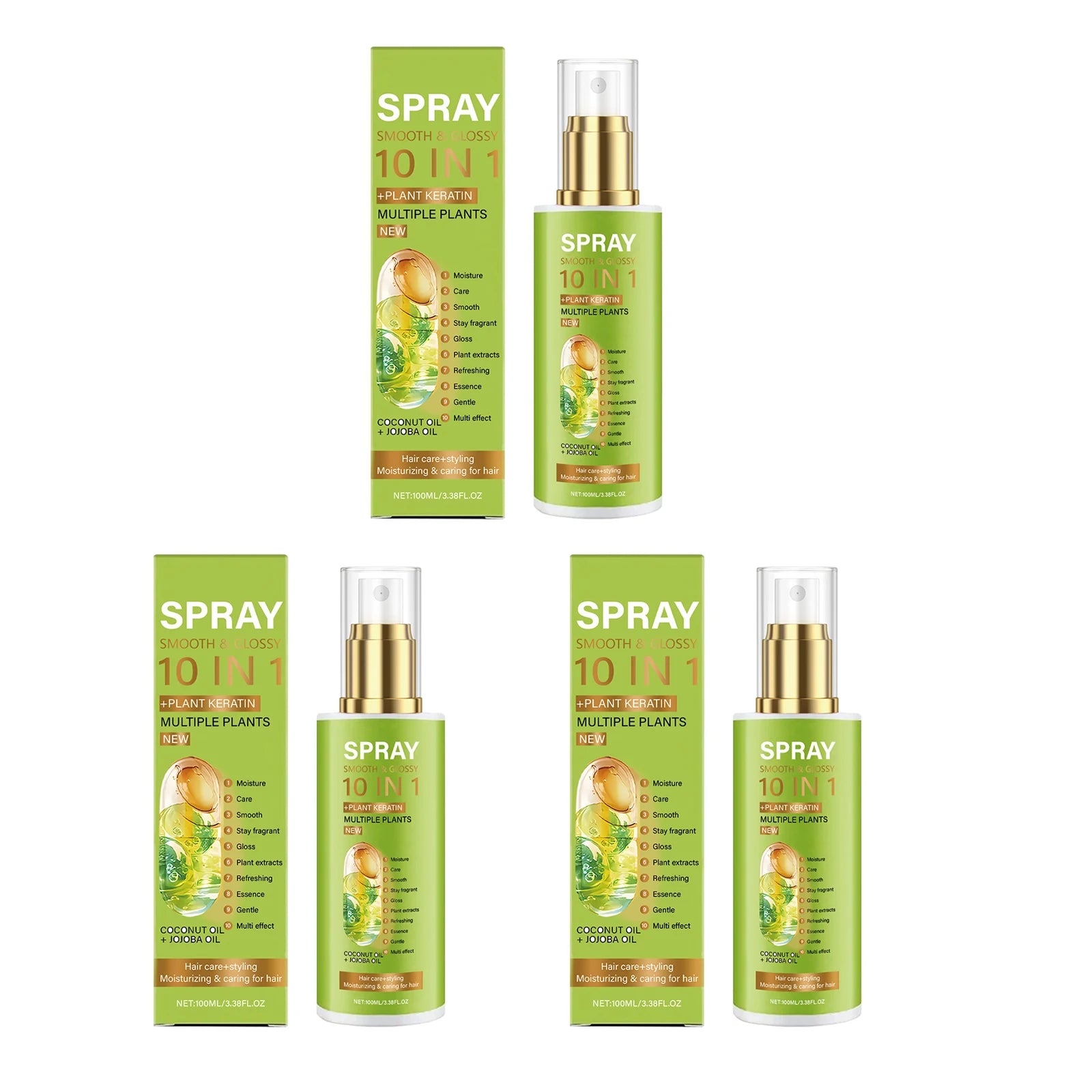 Volumizing Anti-Frizz Hair Spray – Smooth, Shiny & Moisturizing Hair Conditioning Spray Oasis Select 3pcs X 100ml