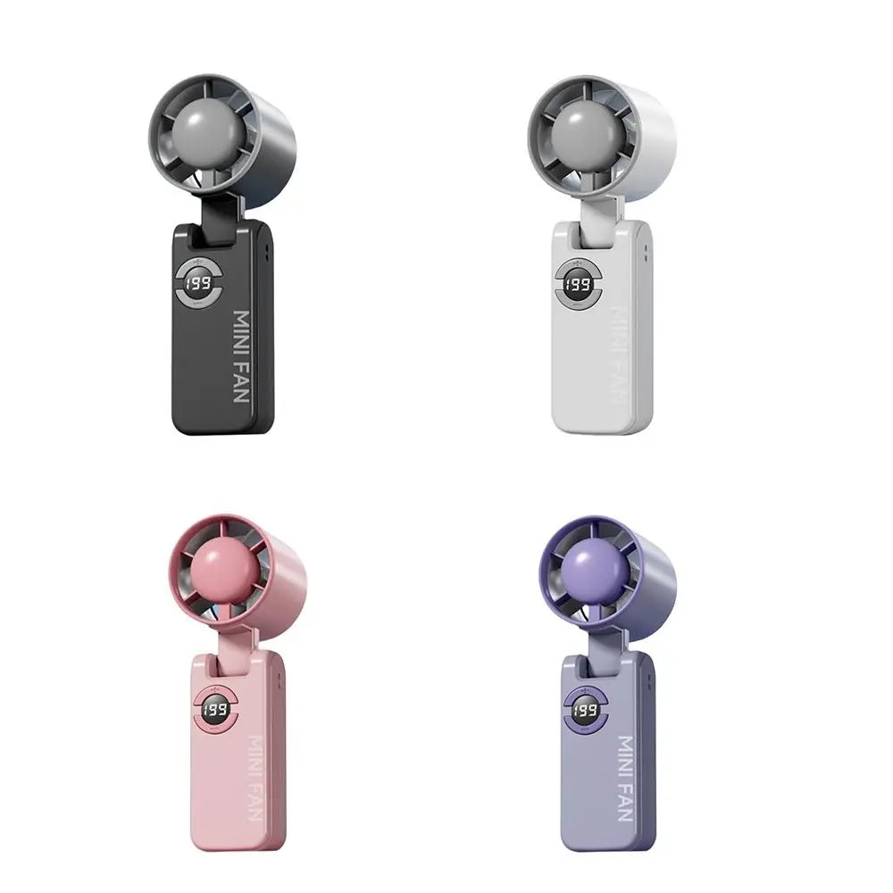 Mini 199 Gears Foldable Handheld Fan High-Speed Portable Turbo Fan Digital Display Adjustable Speed Cooling Fan Camping Oasis Select