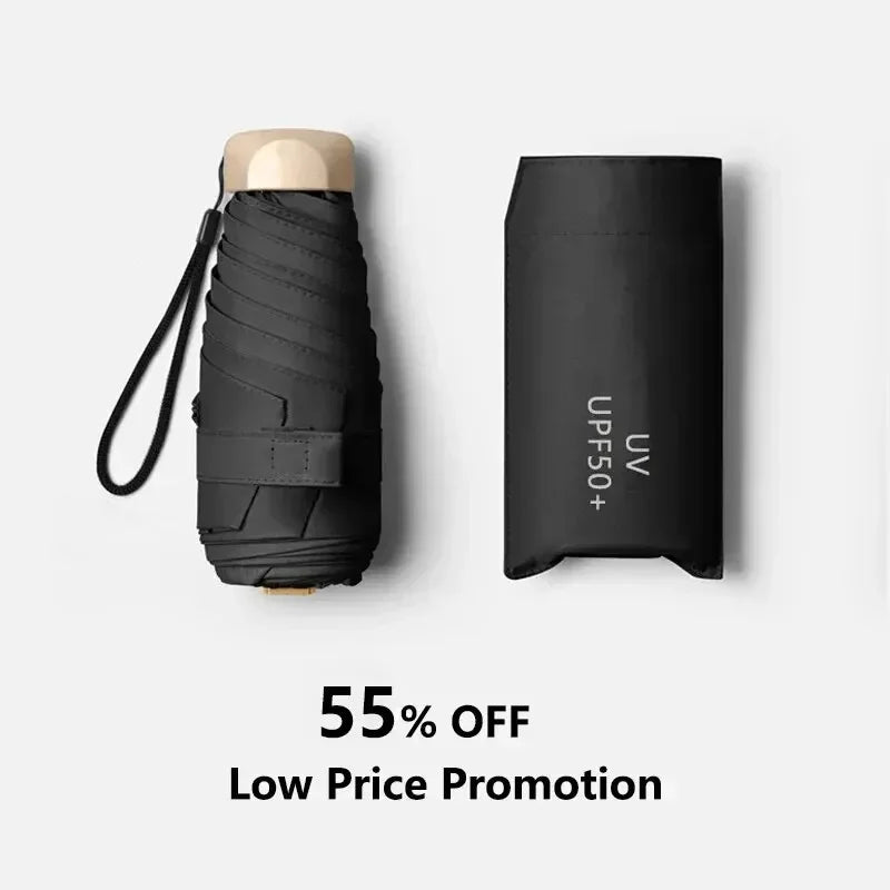 1Pc 55% Off Mini Sun Umbrella Pocket Rain Umbrella Vinyl Folding UV Ultraviolet Protection Sun Shade Pocket Parasol Capsule Oasis Select