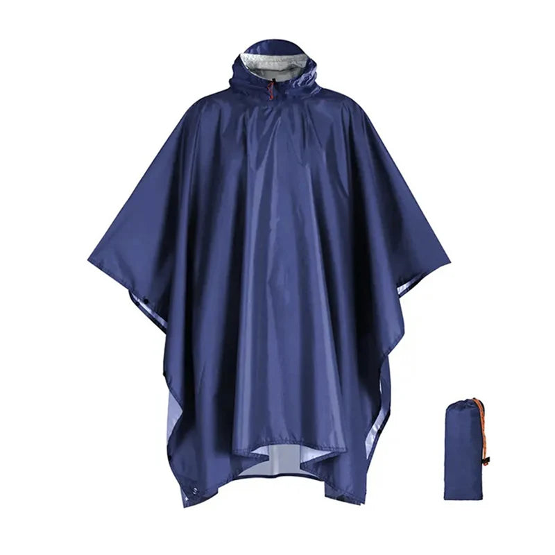 Outdoor Multifunctional Three In One Block Rain Hiking and Walking Raincoat Hooded sleeve Riding Camping Travel Rainwear Tent Oasis Select blue